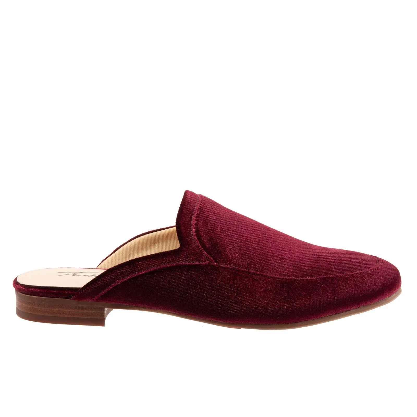 Trotters Ginette T2159-628 Womens Burgundy Narrow Suede Mule Sandals Shoes