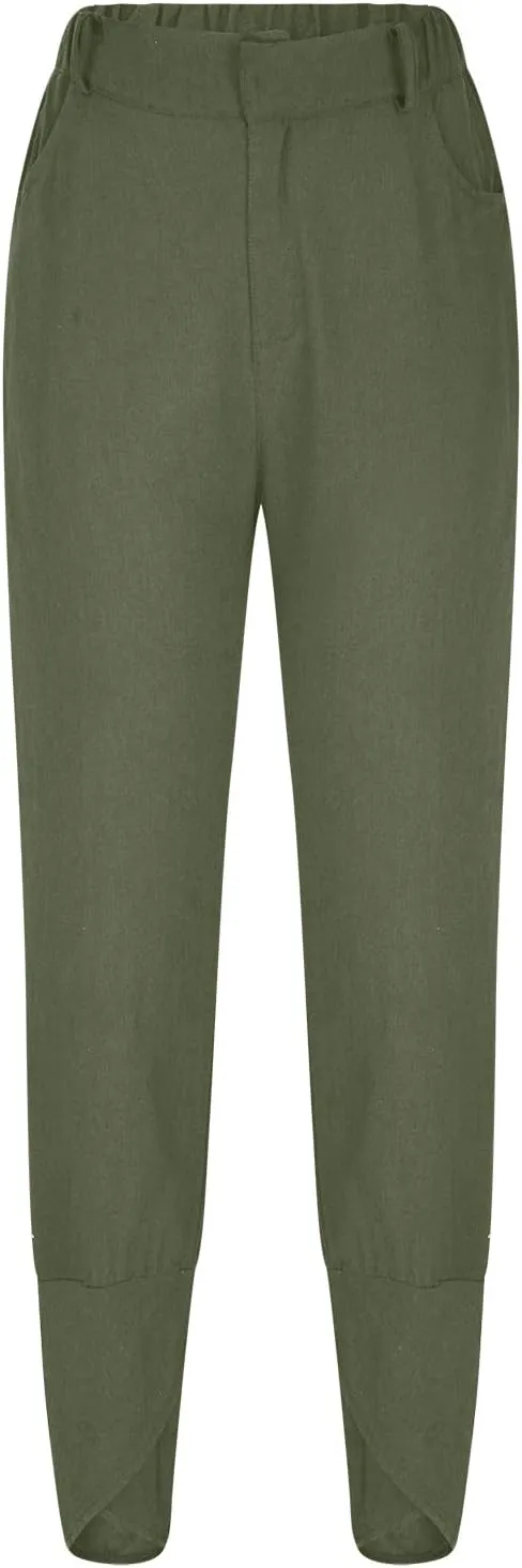 Trousers Pants for Women Trendy Loose Wide Leg Summer Beach Pants Casual Fashion Button High Waist Lounge Pants with Pockets