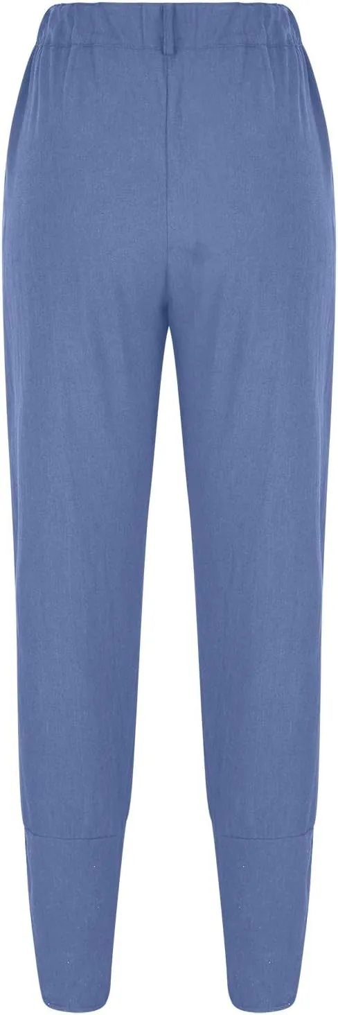Trousers Pants for Women Trendy Loose Wide Leg Summer Beach Pants Casual Fashion Button High Waist Lounge Pants with Pockets