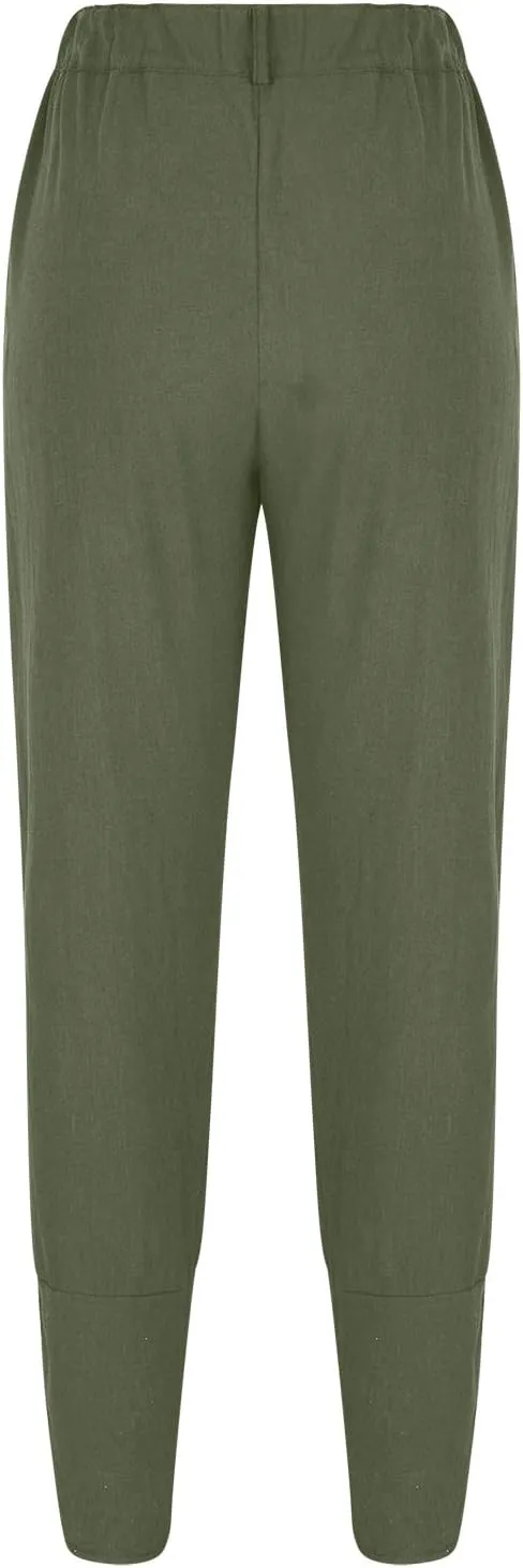 Trousers Pants for Women Trendy Loose Wide Leg Summer Beach Pants Casual Fashion Button High Waist Lounge Pants with Pockets