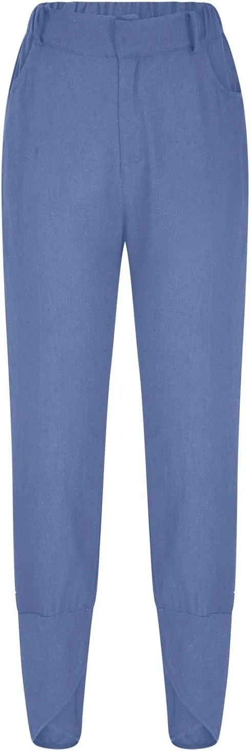Trousers Pants for Women Trendy Loose Wide Leg Summer Beach Pants Casual Fashion Button High Waist Lounge Pants with Pockets