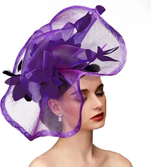 TS Fascinators Hat Mesh Floral Feather Fascinator Headband for Wedding Cocktail Tea Party or Special Occasion