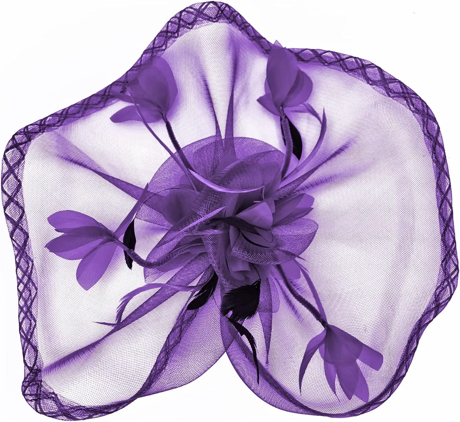 TS Fascinators Hat Mesh Floral Feather Fascinator Headband for Wedding Cocktail Tea Party or Special Occasion