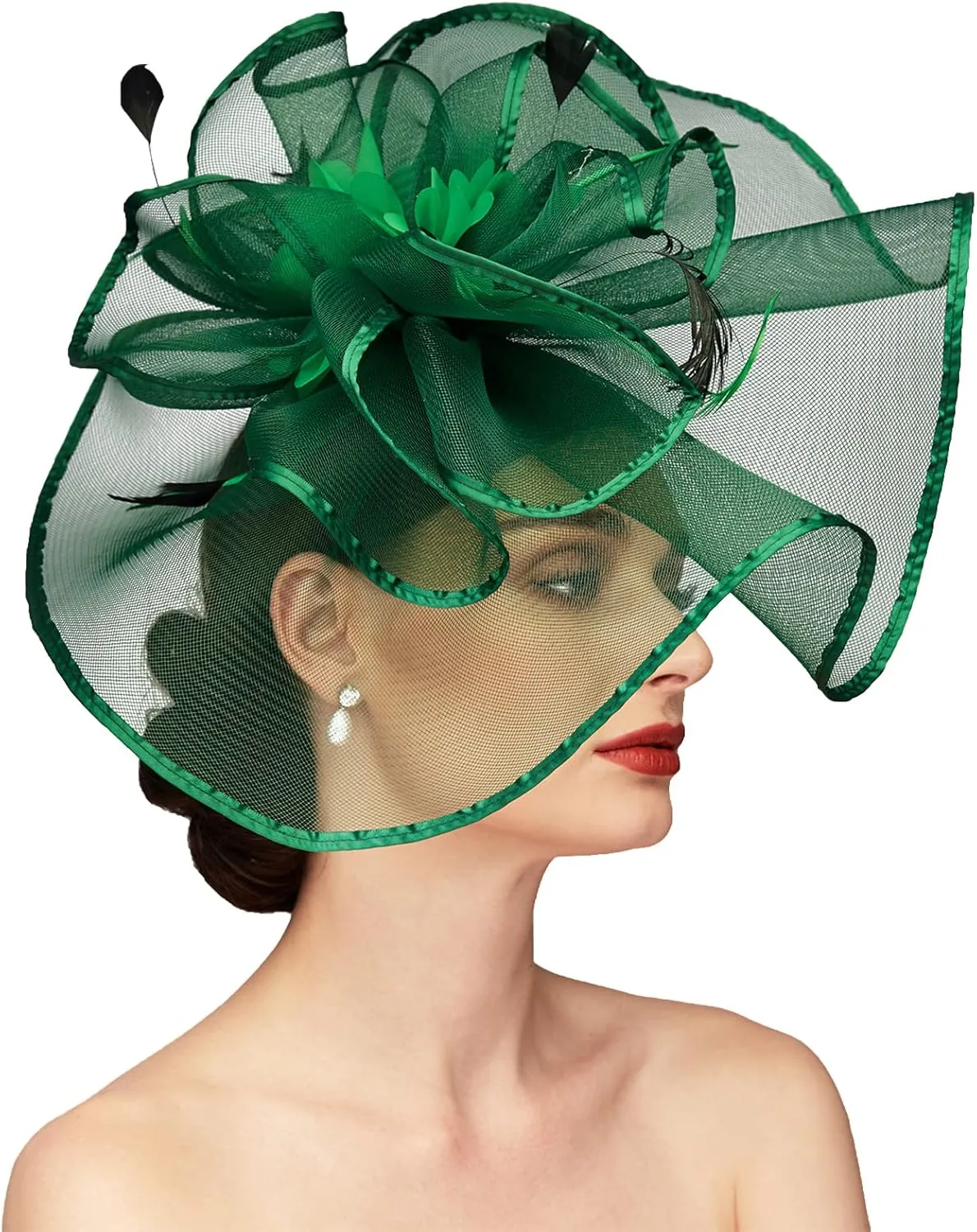 TS Fascinators Hat with Mesh Feather Hair Clip Tea Party for Wedding Cocktail Party Halloween Special Occasion