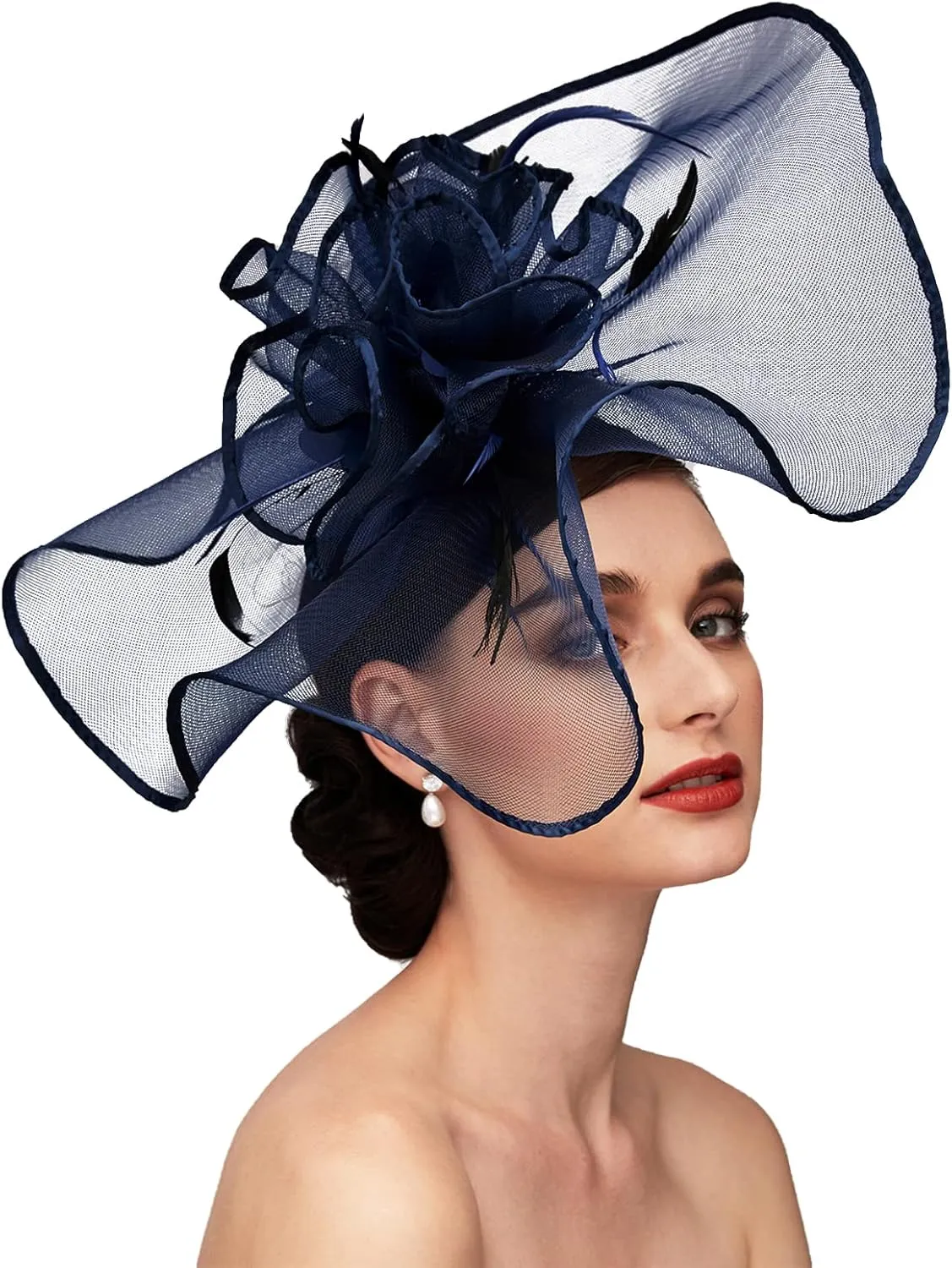 TS Fascinators Hat with Mesh Feather Hair Clip Tea Party for Wedding Cocktail Party Halloween Special Occasion