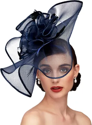 TS Fascinators Hat with Mesh Feather Hair Clip Tea Party for Wedding Cocktail Party Halloween Special Occasion