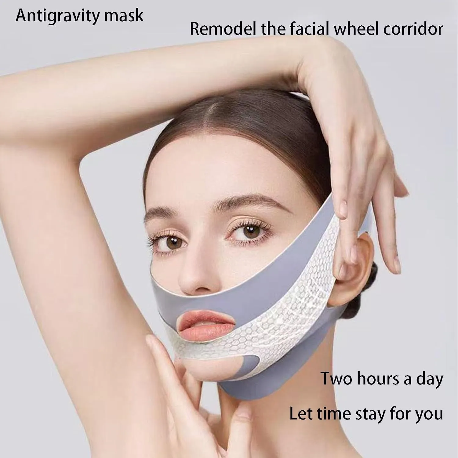 V Line Lifting Mask Chin Strap for Sleeping Reusable，Face Lift Tape Face Slimmer for Women，Jaw Trainer（Pink. Black. Blue） Variety of Options.(Gray,2PCS)