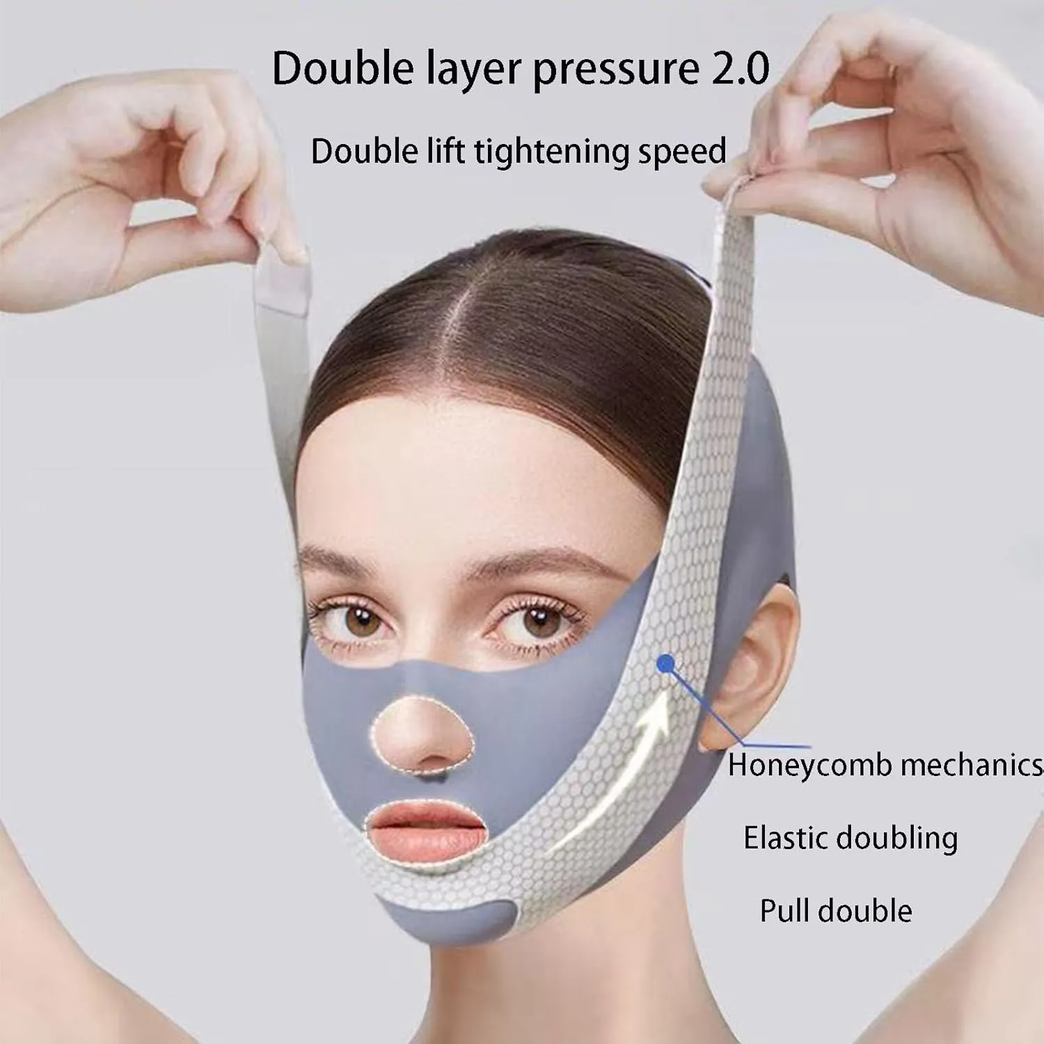 V Line Lifting Mask Chin Strap for Sleeping Reusable，Face Lift Tape Face Slimmer for Women，Jaw Trainer（Pink. Black. Blue） Variety of Options.(Gray,2PCS)