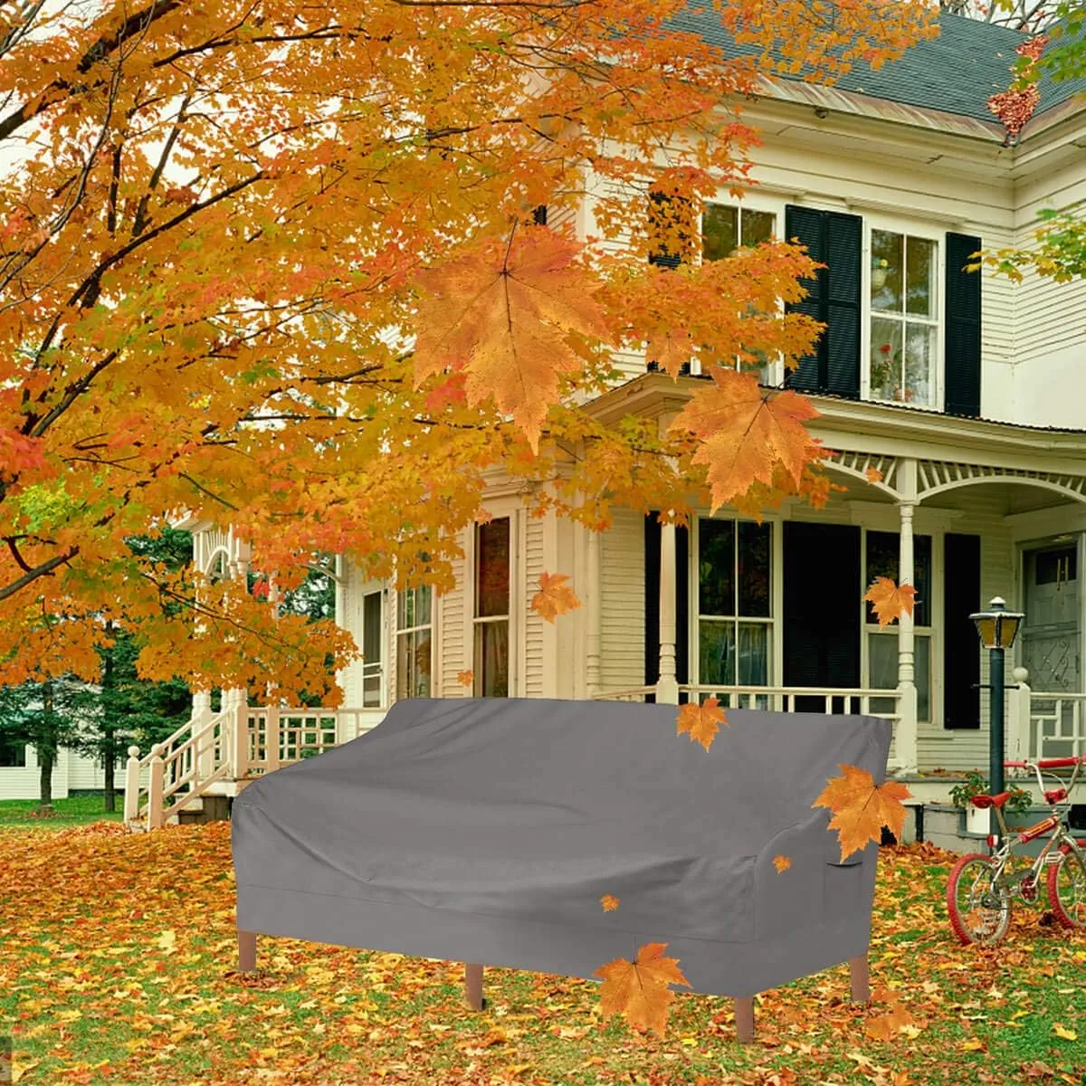Vailge Heavy Duty Patio Sofa Cover, 100% Waterproof 3-Seater Outdoor Sofa Cover,Lawn Patio Furniture Covers with Air Vent and Handle,79" Wx 37" Dx 35" H,Grey