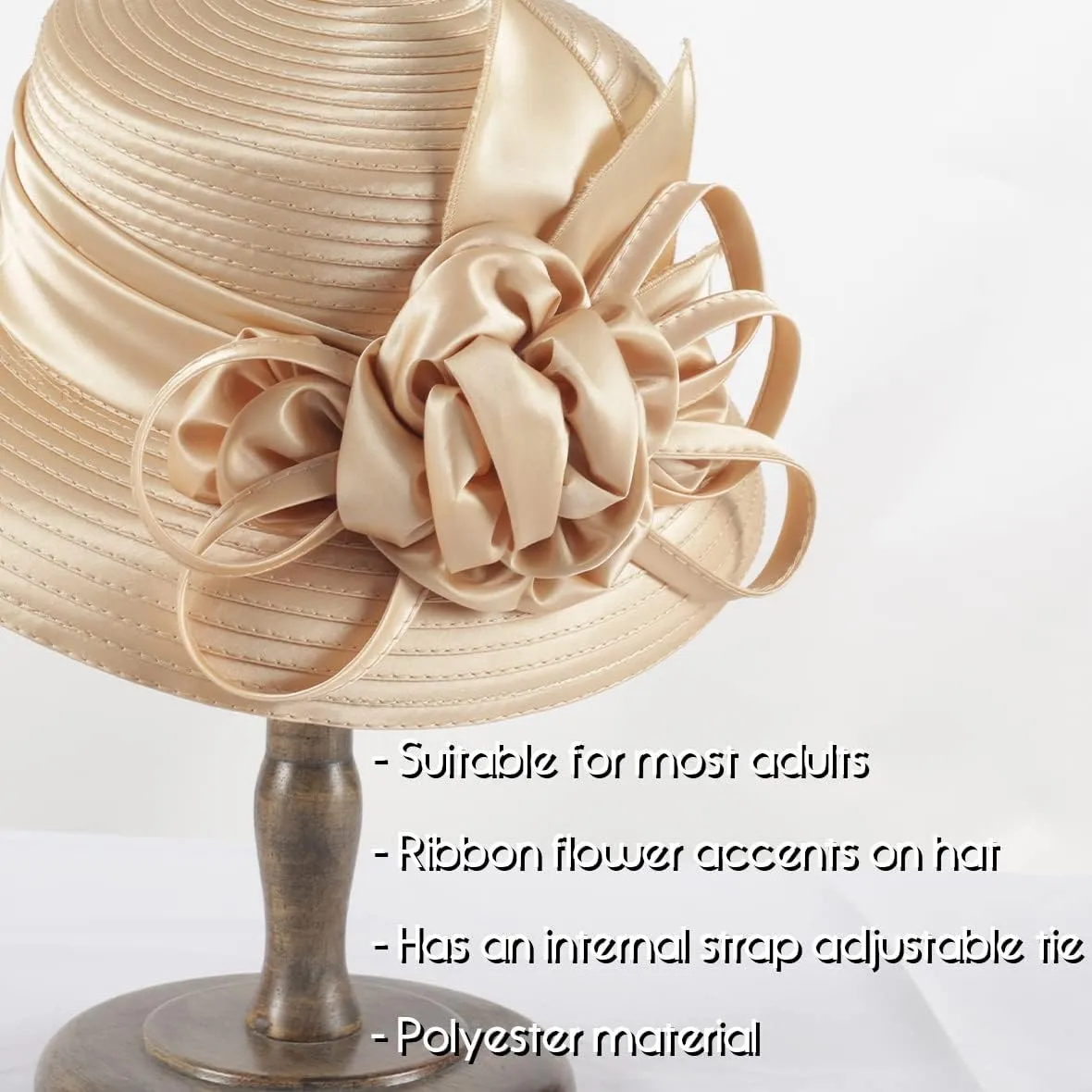 VECRY Womens Church Baptism Wedding Cloche Hat Tea Party Derby Dress Bowler Hats