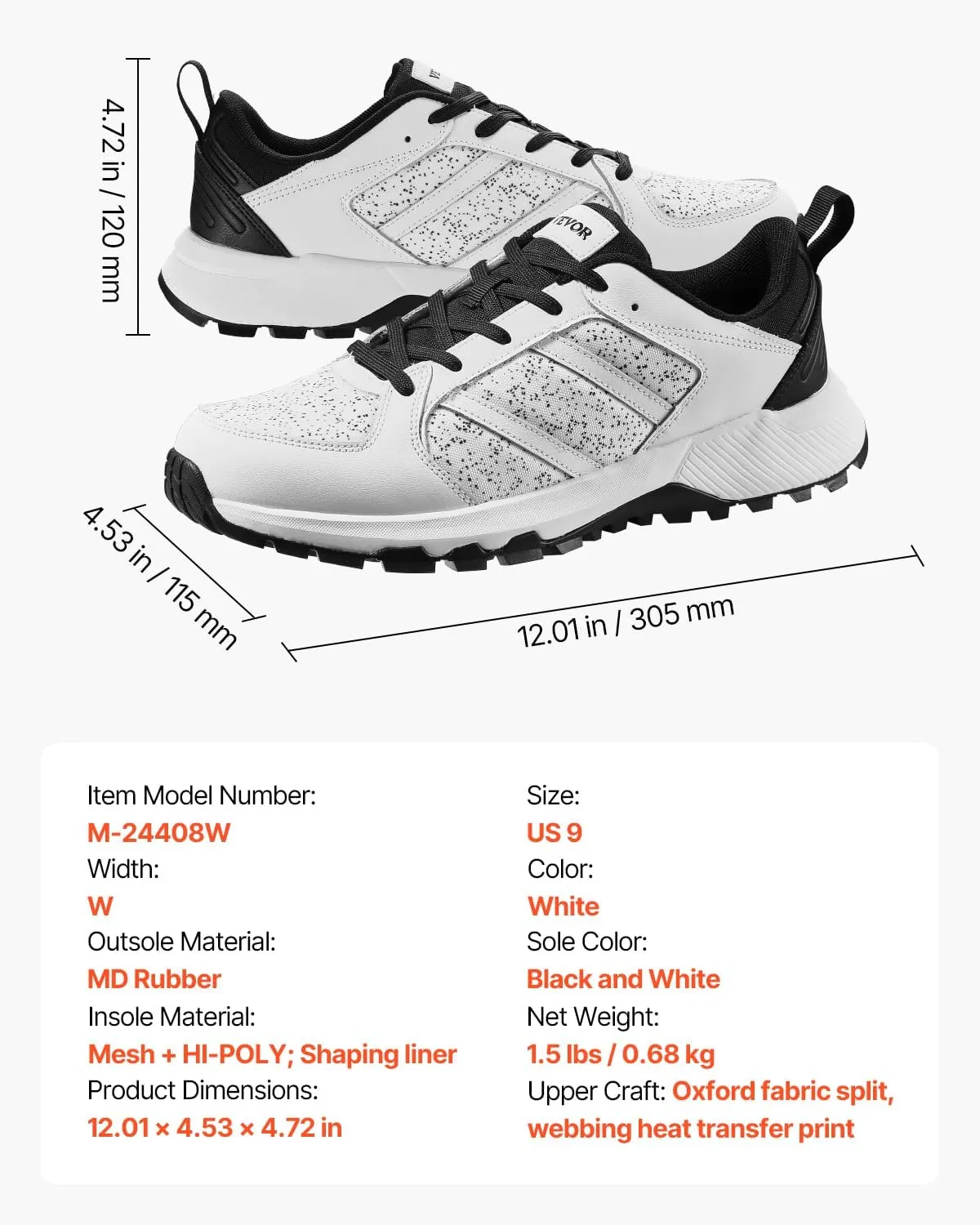 VEVOR Women's Cross W Width Sneakers US Size 13, Wide Toe Box Arch Support & Adjustable Lace-up, Training Shoes for Running, Gymnastics, Dog Walking, and Weightlifting (Black)