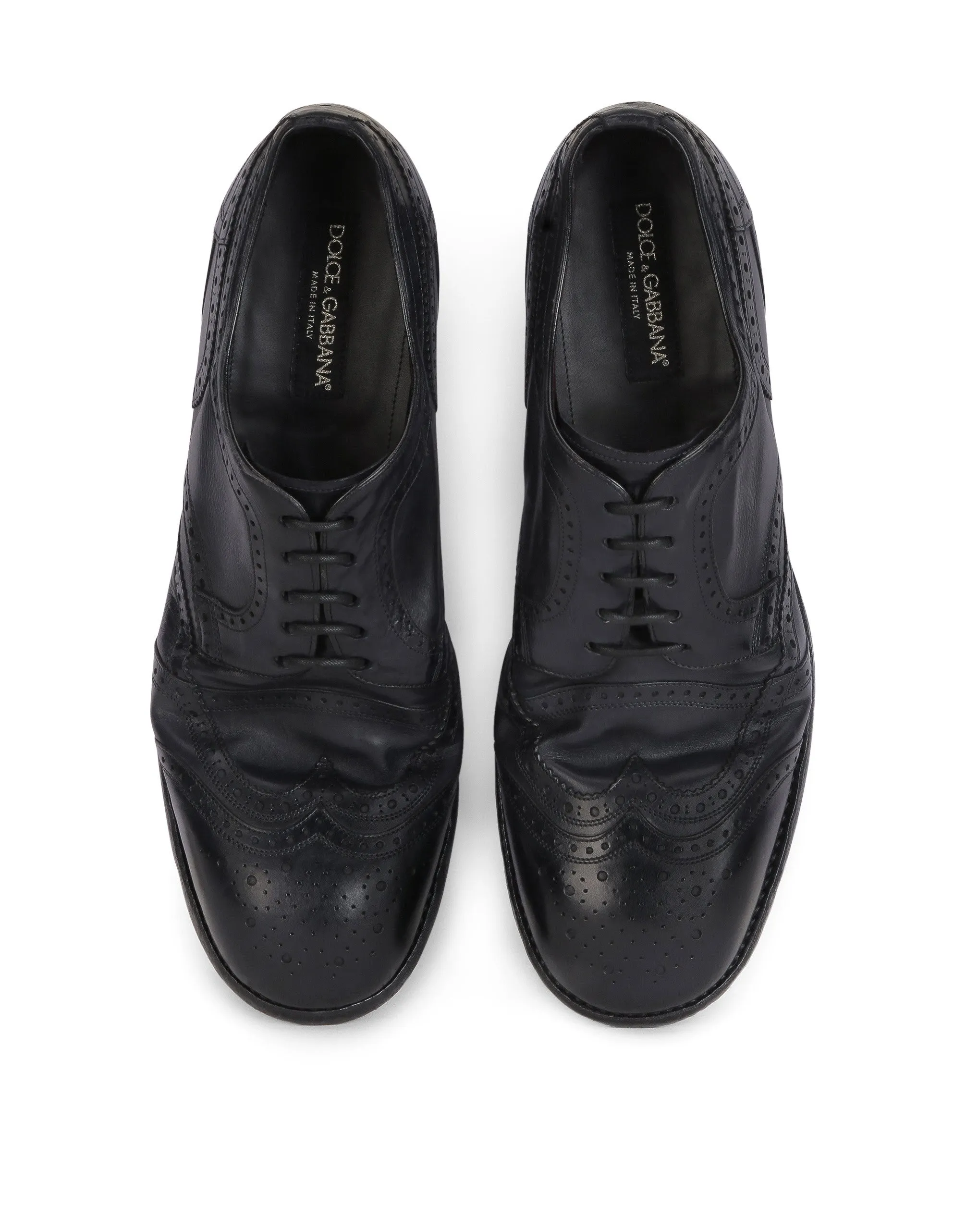 Vintage-finish calfskin derby brogues