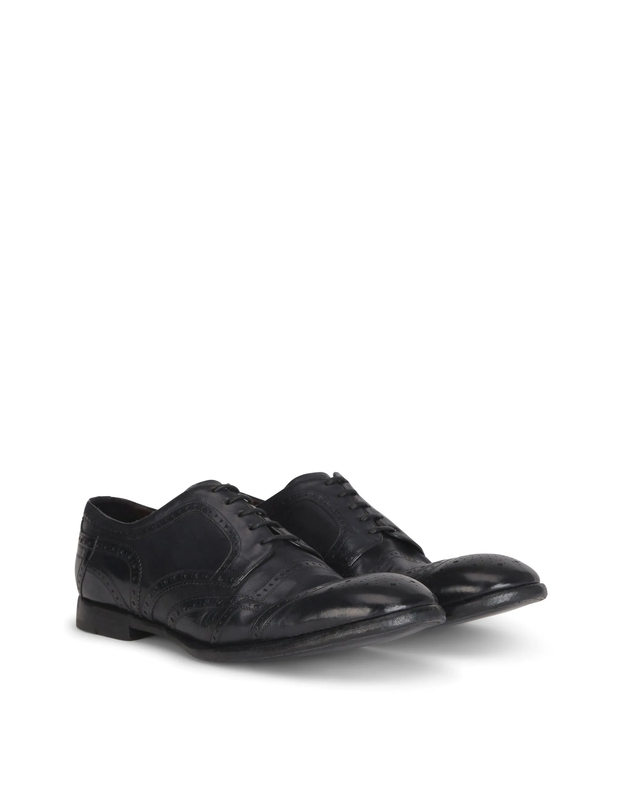 Vintage-finish calfskin derby brogues
