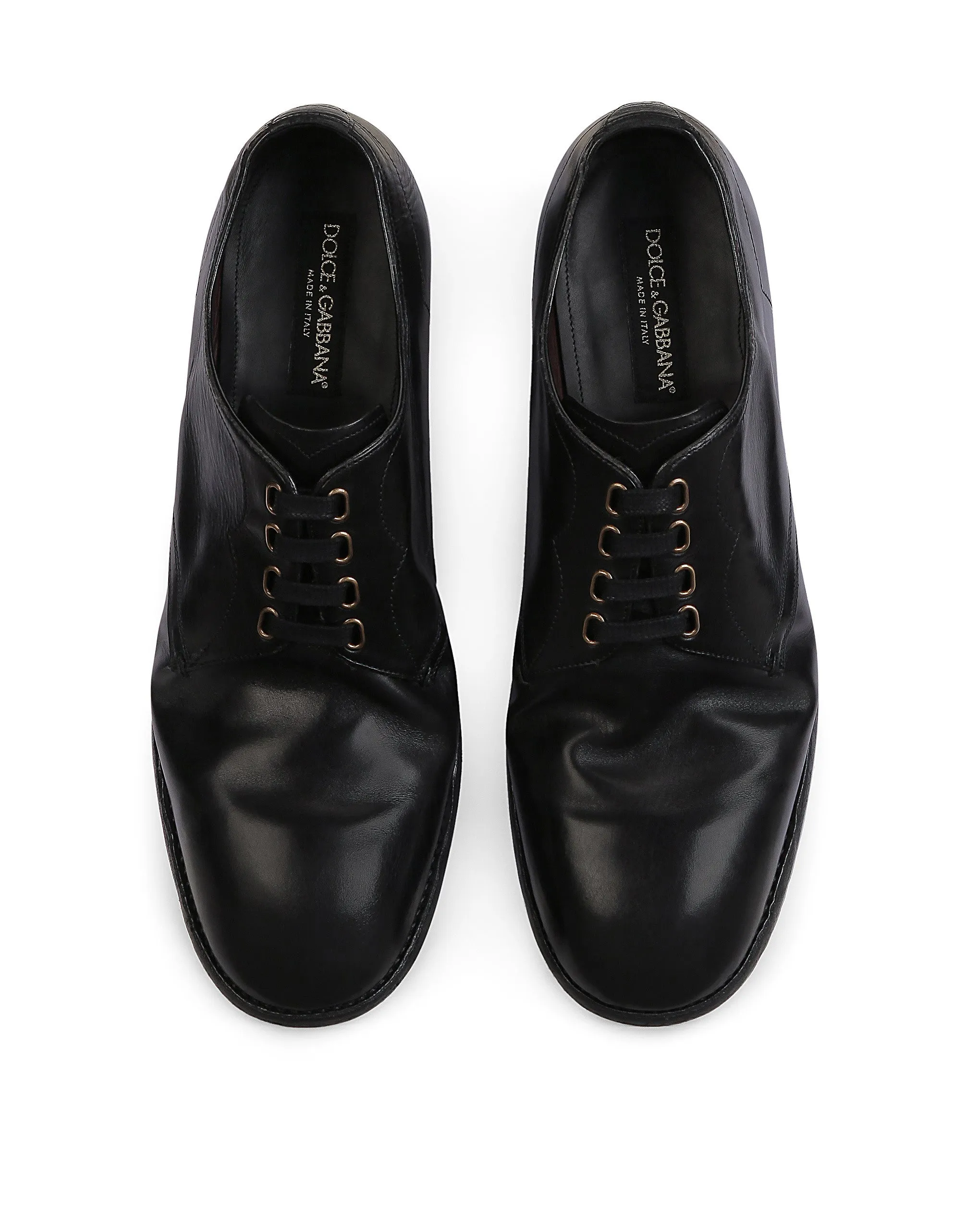 Vintage-finish calfskin derby shoes
