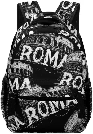Vintage Roman Architecture Classic Basic Backpack Durable Casual Travel Hiking Laptop Adjustable Bag