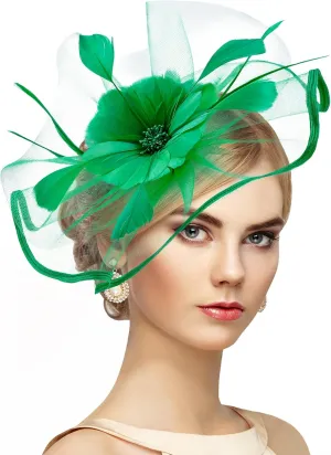 Vintage Tea Party Hat - 2025 Mesh Kentucky Fascinators Headband Flower Feather Derby Hats for Women Girls