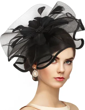 Vintage Tea Party Hat - 2025 Mesh Kentucky Fascinators Headband Flower Feather Derby Hats for Women Girls