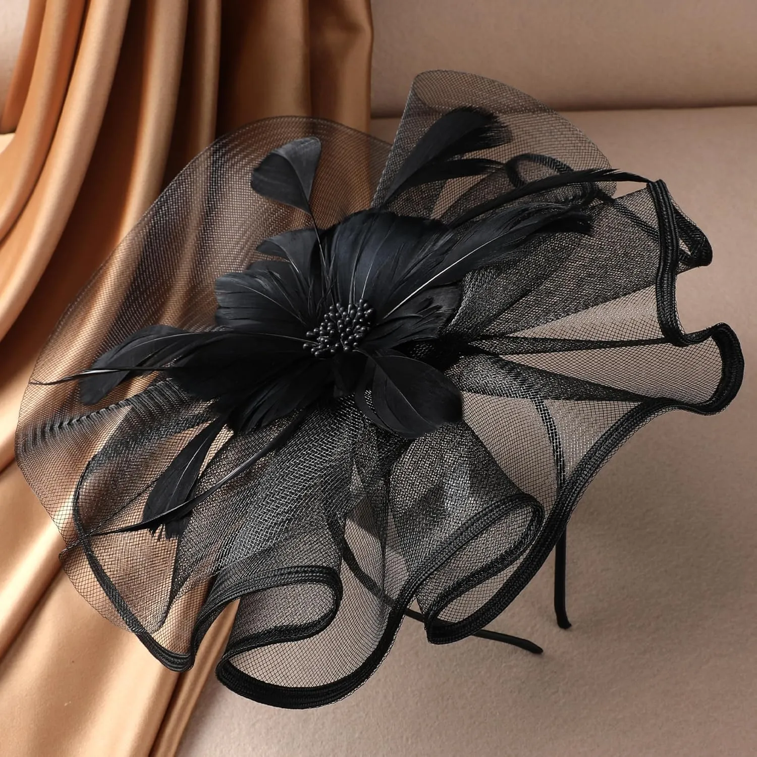 Vintage Tea Party Hat - 2025 Mesh Kentucky Fascinators Headband Flower Feather Derby Hats for Women Girls
