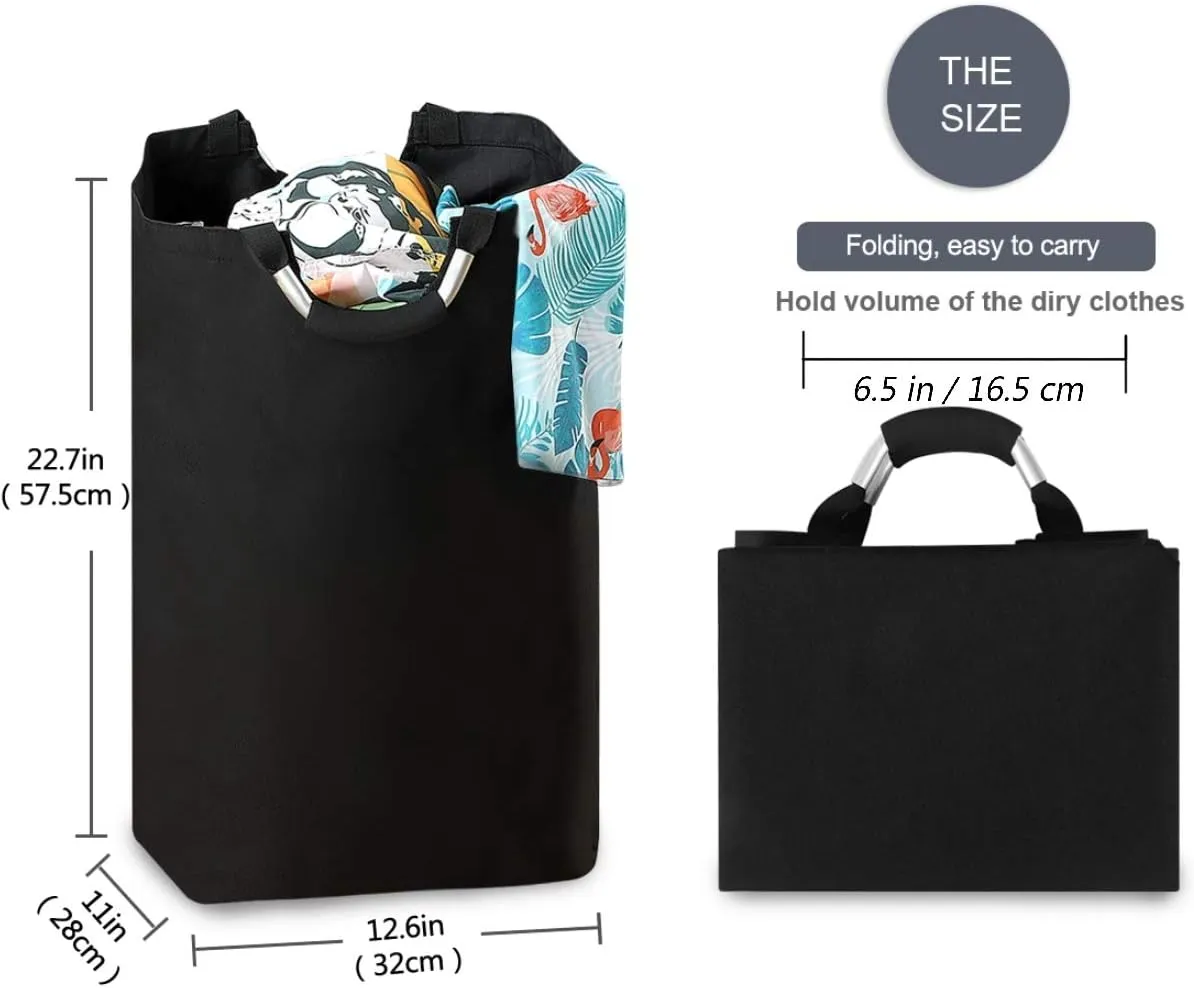 visesunny Black White Cat in The Grid Animal Large Laundry Hamper with Handle Foldable Durable Clothes Hamper Laundry Bag Toy Bin for Bathroom, Bedroom, Dorm, Travel
