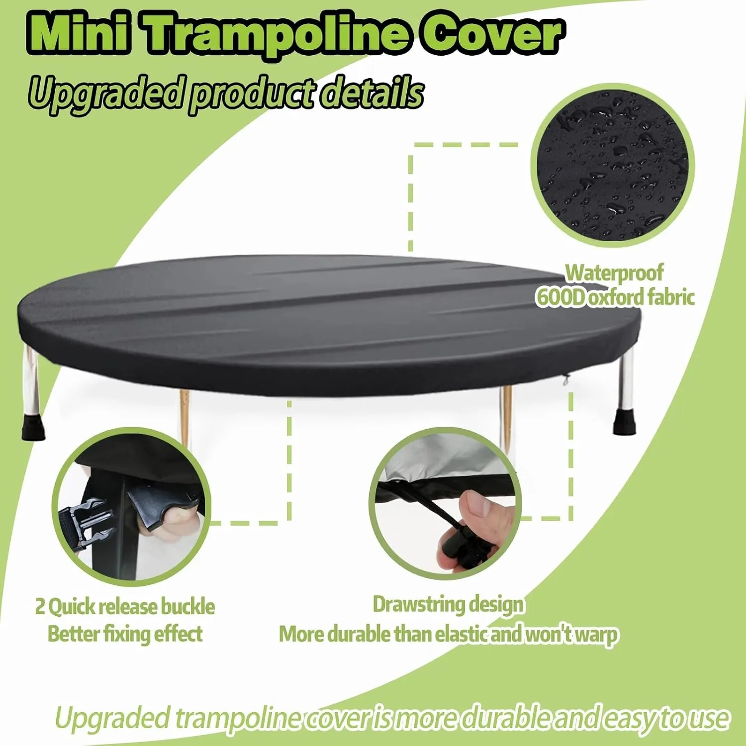Waterproof Trampoline Cover for Mini, Fitness, Toddler/Adults Indoor/Outdoor/Garden Rebounder - Not Spring Cover