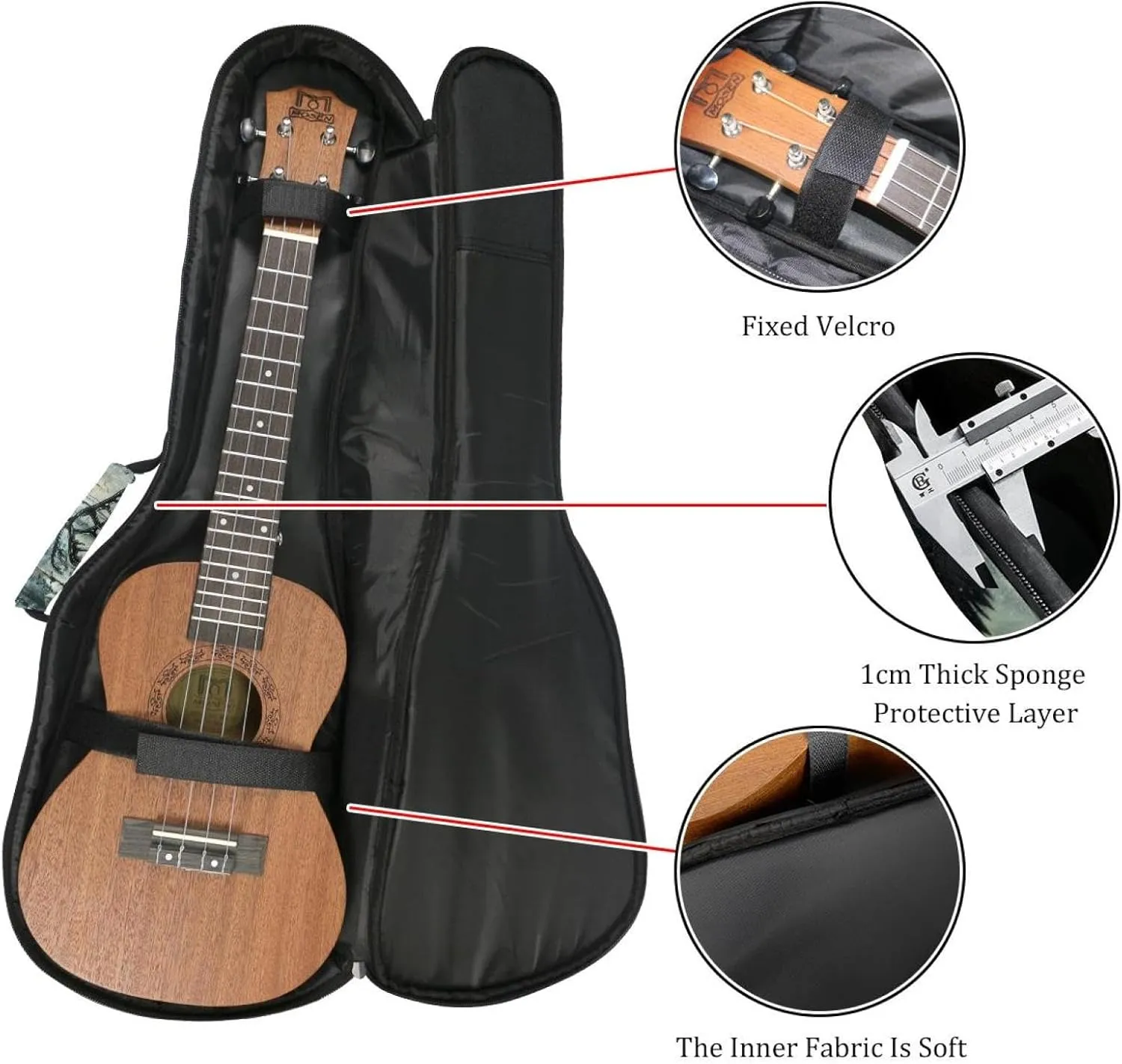 Waterproof Ukulele Case Bag, Durable 23" Ukulele Gig Bag with Storage and Handle - Caribou Forest Tree Pattern