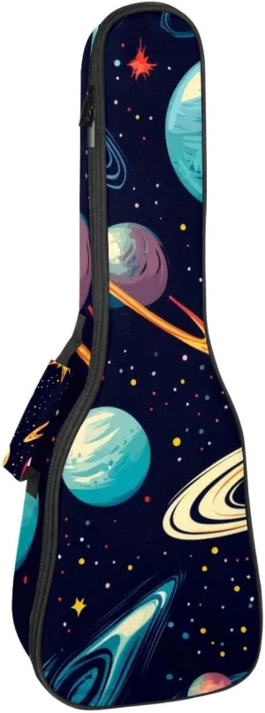 Waterproof Ukulele Case Bag, Durable 23" Ukulele Gig Bag with Storage and Handle - Cosmos Planets Comets Night Sky Galaxy Pattern
