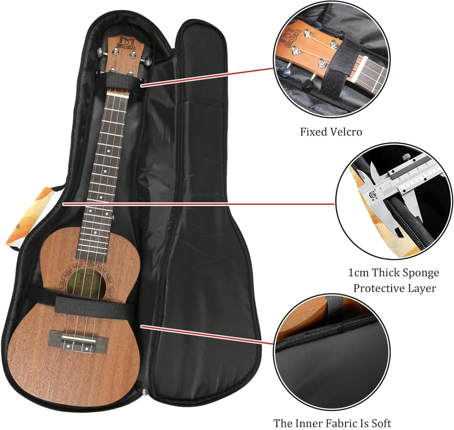 Waterproof Ukulele Case Bag, Durable 23" Ukulele Gig Bag with Storage and Handle - Desert Landscape with Camels Cactus and Sun Patterm