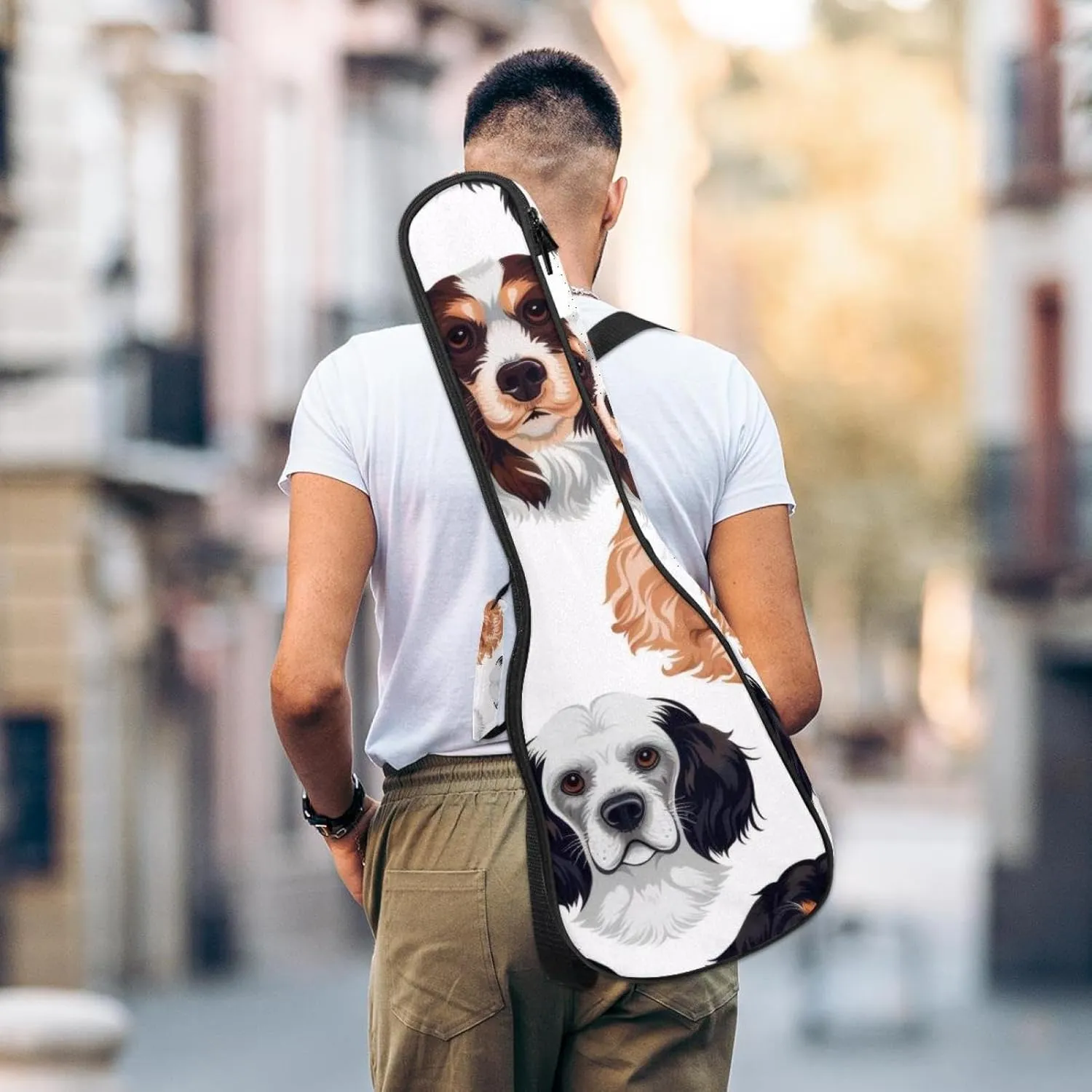 Waterproof Ukulele Case Bag, Durable 23" Ukulele Gig Bag with Storage and Handle - Small Puppy Dogs