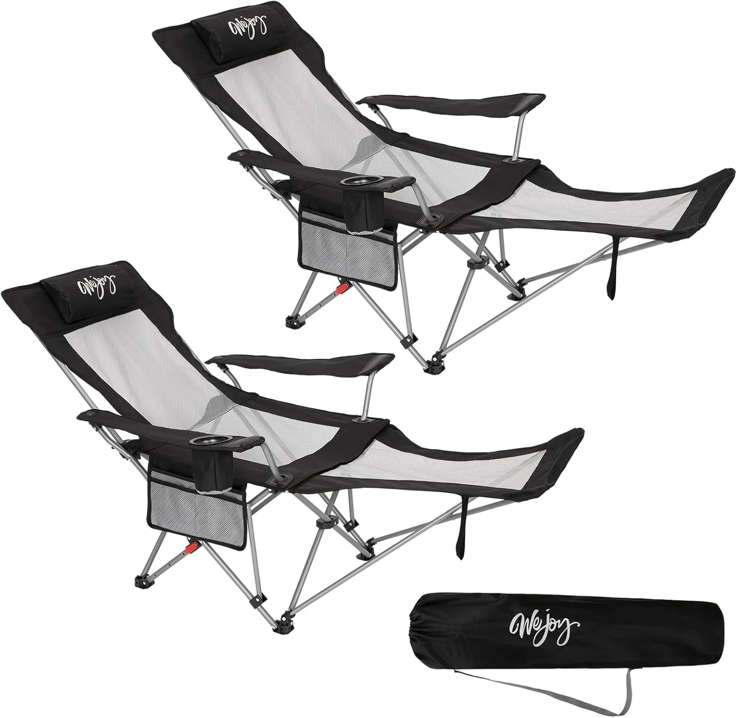 #WEJOY 2-in-1 Reclining Camping Chair with Footrest for Adults Folding Lounge Chair with Adjustable Backrest Lightweight Camping Chairs Heavy Duty Camp Chairs for Outdoor