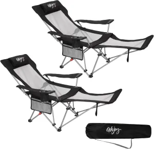#WEJOY 2-in-1 Reclining Camping Chair with Footrest for Adults Folding Lounge Chair with Adjustable Backrest Lightweight Camping Chairs Heavy Duty Camp Chairs for Outdoor
