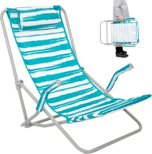 #WEJOY Beach Chair for Adults High Back Low Folding Camping Chair Portable Lightweight with Headrest for Camping, Travel, Concert, Lawn, Festival, Support 265lbs