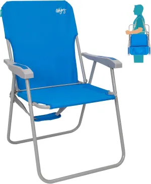 #WEJOY Folding Beach Chair for Adults, Lightweight Beach Chair with Shoulder Straps, High Back Beach Chairs with Hard Armrest, Supports 300lbs for Beach Lawn Concert