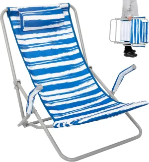 #WEJOY High Back Beach Chair for Adults, Lightweight and Portable Low Seat Beach Chairs for Outdoor, Beach, Camping, Lawn, Music Festival, with Carry Bag