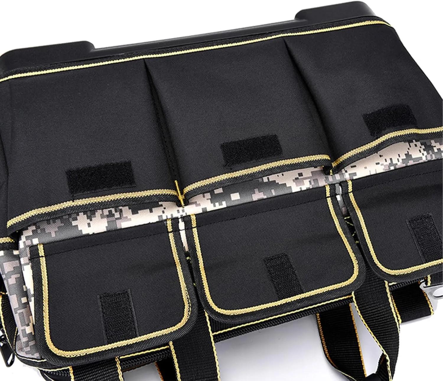 Wide Mouth Tool Bag 17 Inch Black Blue, Gardener Bag, Waterproof Tool Organizer Bag, Adjustable Shoulder Strap, Water Proof hare Molded Base, for Electrician, Plumber, Gardener, Repairman