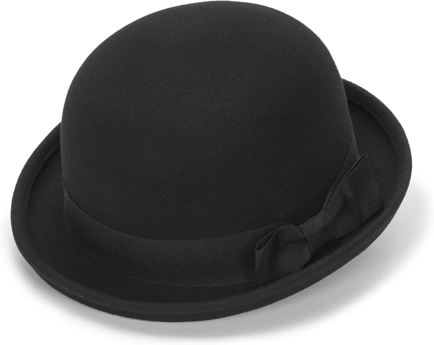 Winter Wool Bowler Derby Hat - Classic Pork-Pie Hat Rolled Brim Fedora Hat for Men Women Crushable