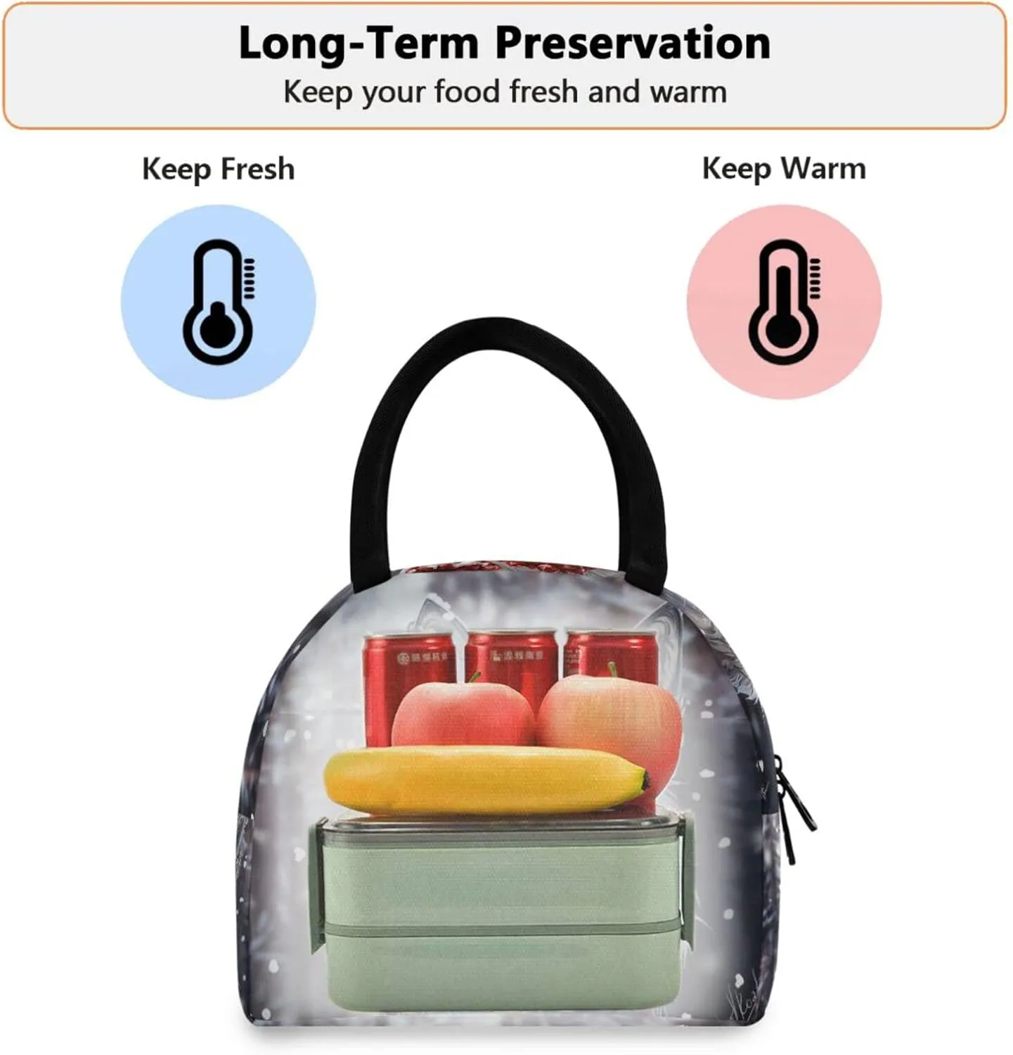 Wolf Lunch Bag Travel Picnic Insulated Durable Bags Shopping Box for Women Office Work School Picnic Hiking