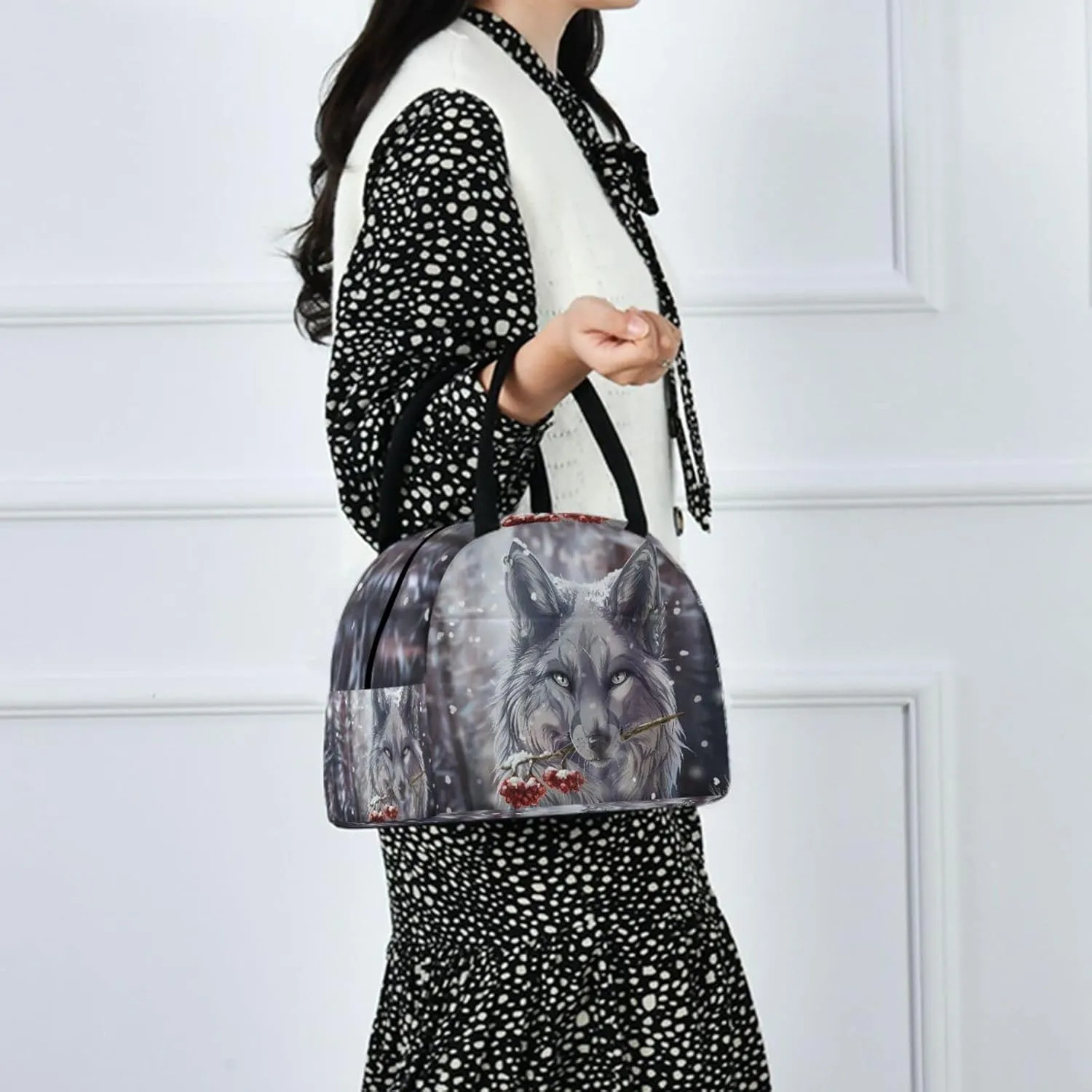Wolf Lunch Bag Travel Picnic Insulated Durable Bags Shopping Box for Women Office Work School Picnic Hiking