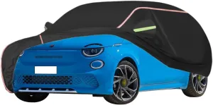 WOLWES Car Cover are Suitable for Abarth 500/500C/500e All-Weather Windproof, Snowproof, Rainproof, UV-Protected and Breathable All-Season Universal with Side Door Zip Oxford Cloth Car Cover (Color :