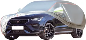 WOLWES Car Cover are Suitable for Cupra Ateca All-Weather Windproof, Snowproof, Rainproof, UV-Protected and Breathable All-Season Universal with Side Door Zip Oxford Cloth Car Cover (Color : White)