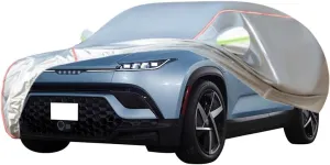 WOLWES Car Cover are Suitable for Fisker Ocean All-Weather Windproof, Snowproof, Rainproof, UV-Protected and Breathable All-Season Universal with Side Door Zip Oxford Cloth Car Cover (Color : White)