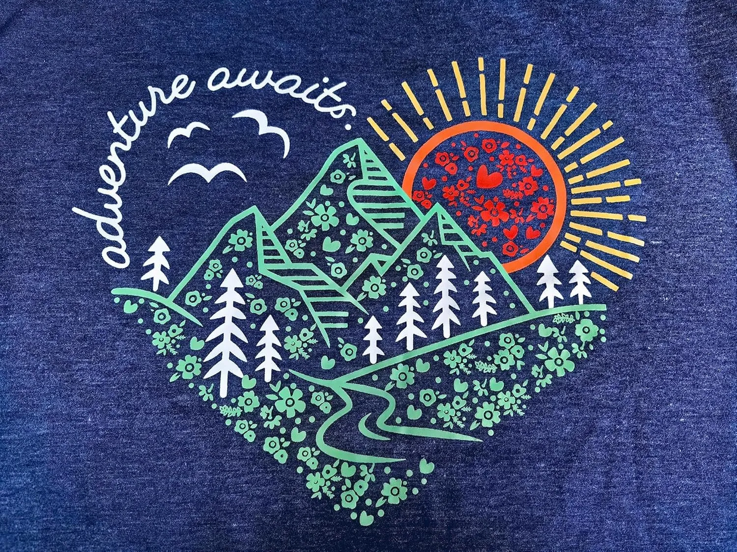 Women Adventure Awaits Outdoor Graphic Tee Shirt Kindness Heart Printed Hike Mountain Nature Travel Shirt Workout Tops