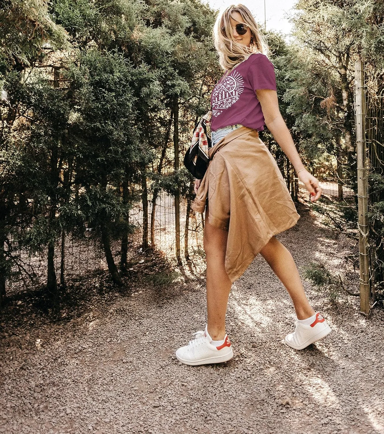 Women Adventure Awaits Outdoor Graphic Tee Shirt Kindness Heart Printed Hike Mountain Nature Travel Shirt Workout Tops
