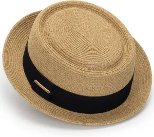 Women Classic Pork-Pie Straw-Fedora-Hat Men Roll-Up Trilby-Sun-Hat Derby Boater-Hat Summer Beach Travel===