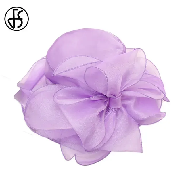 Women Elegant Fashion Derby Wide Brim Pink Hats