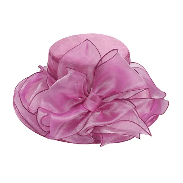 Women Elegant Fashion Derby Wide Brim Pink Hats