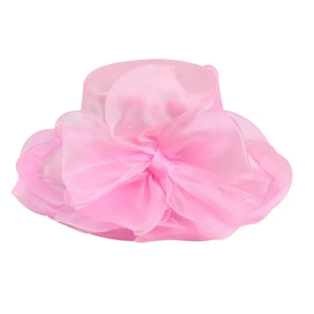 Women Elegant Fashion Derby Wide Brim Pink Hats