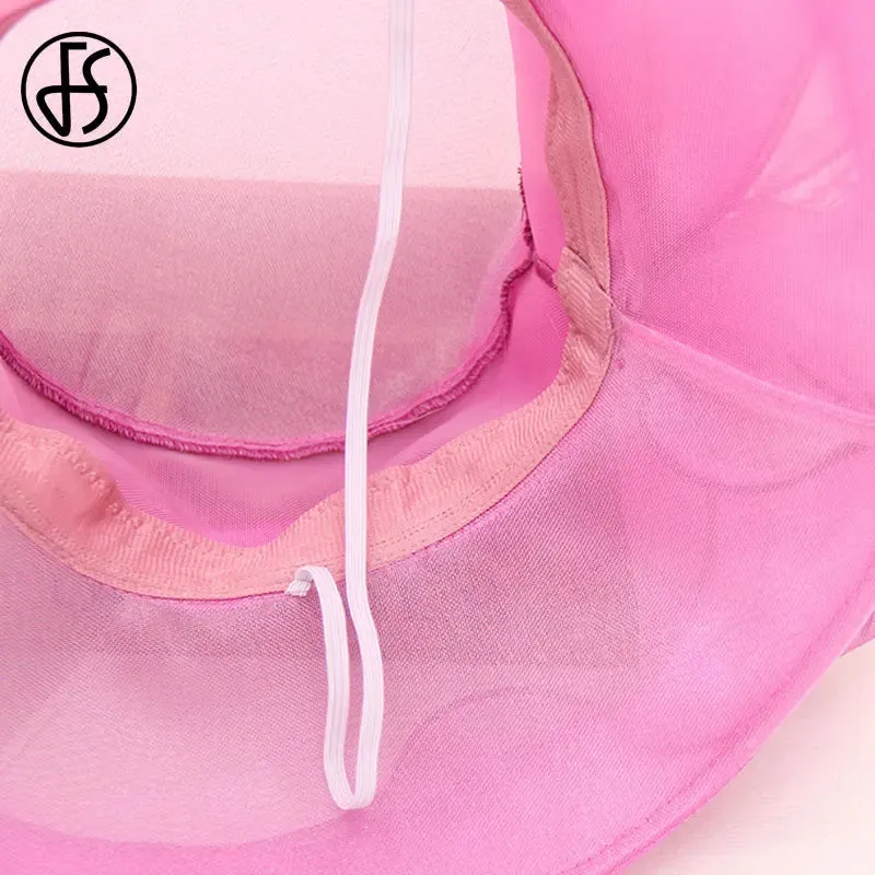 Women Elegant Fashion Derby Wide Brim Pink Hats