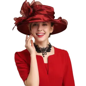 Women Elegant Fashion Derby Wide Brim Pink Hats