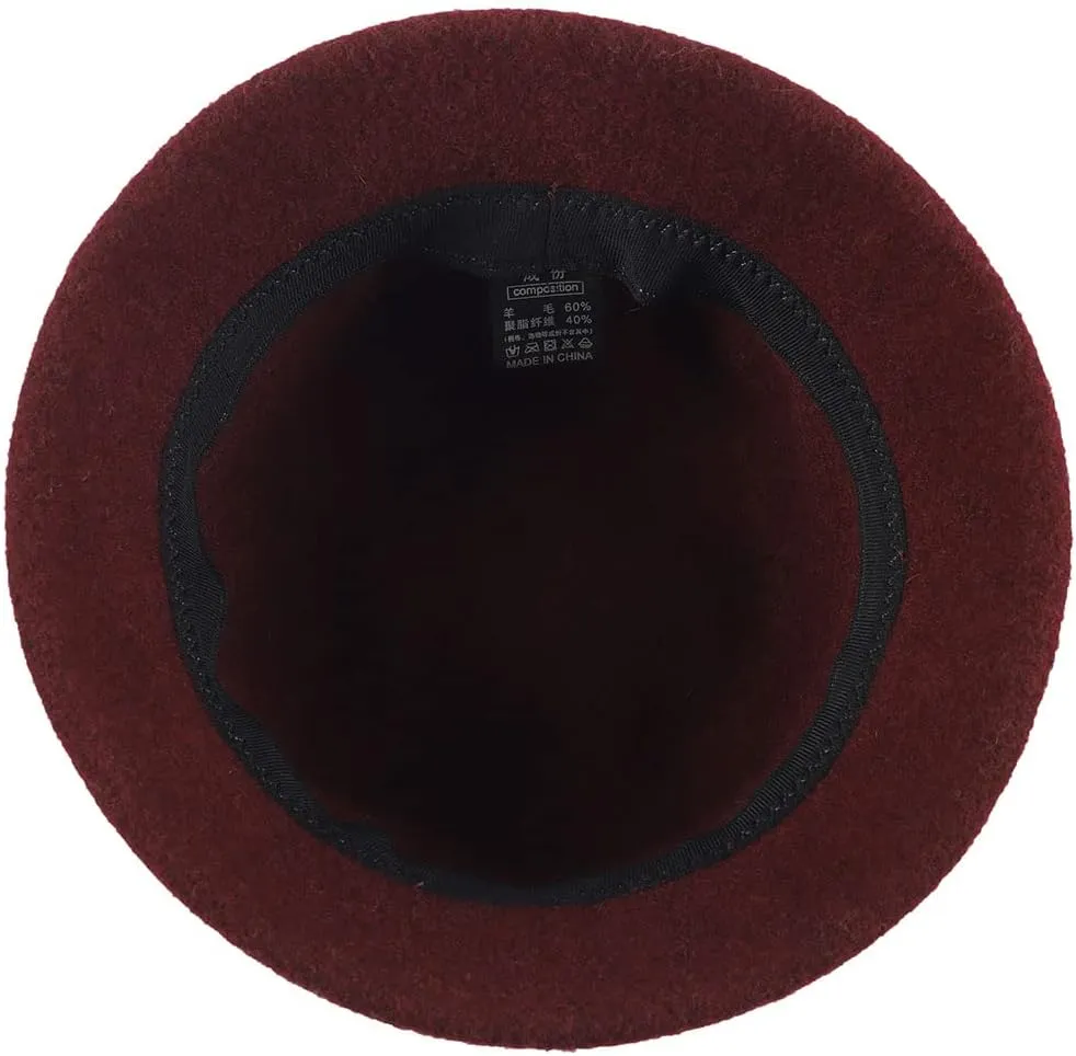 Women Elegant Winter Wool Bucket Hat 1920s Vintage Cloche Bowler Hats