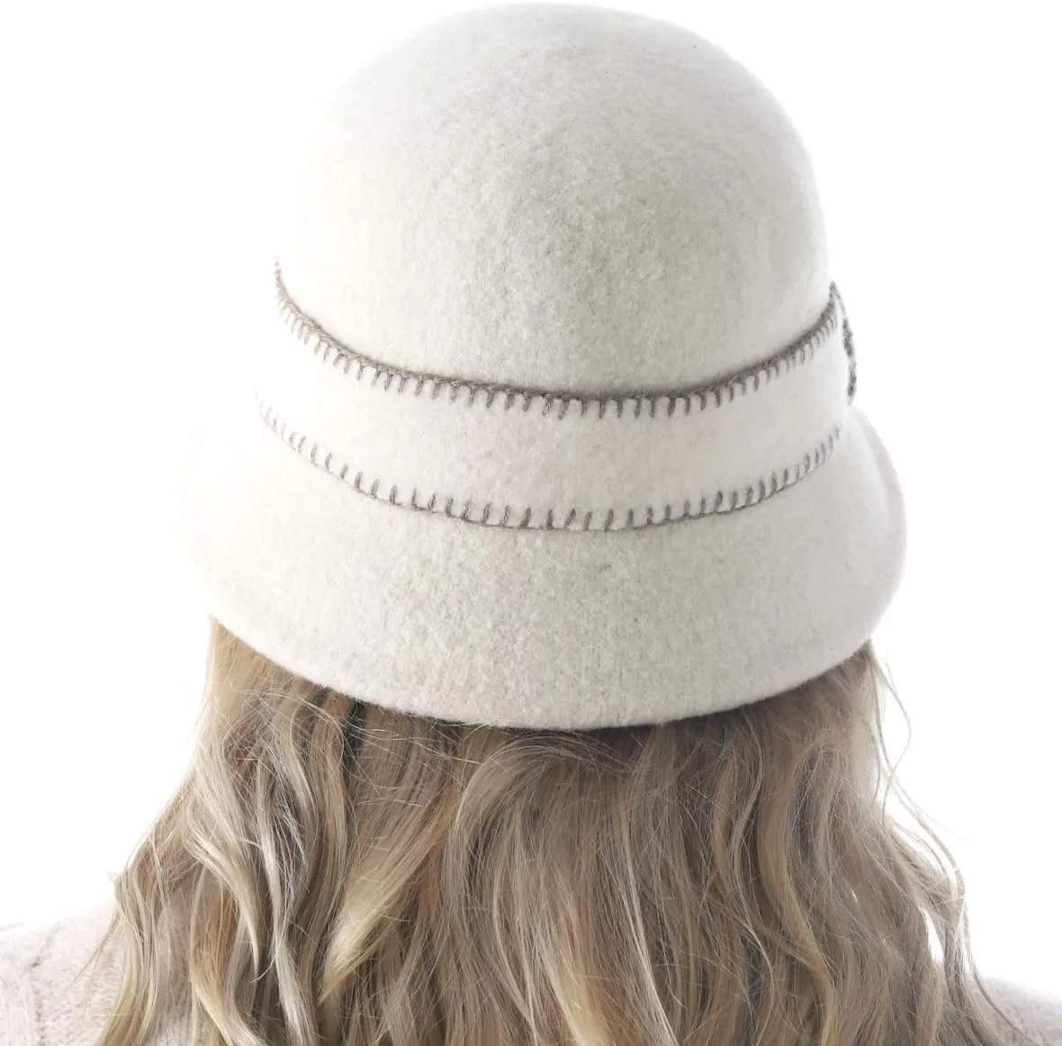 Women Elegant Winter Wool Bucket Hat 1920s Vintage Cloche Bowler Hats